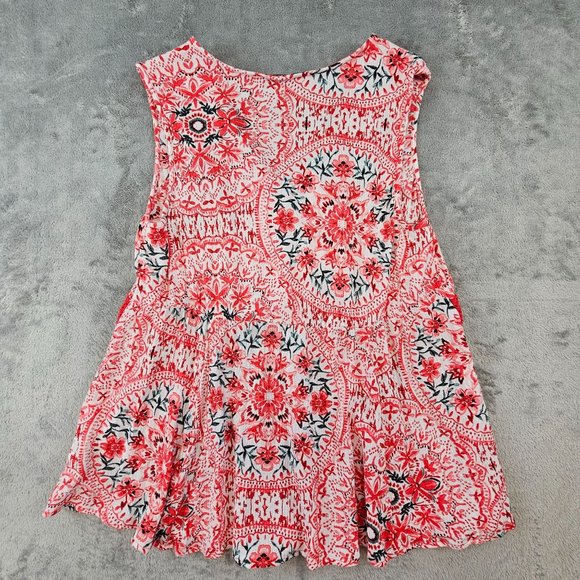 Torrid Top Women's‎ 0/L Multicolor Babydoll Crinkle Gauze Crochet Inset Lace-Up - Picture 2 of 10